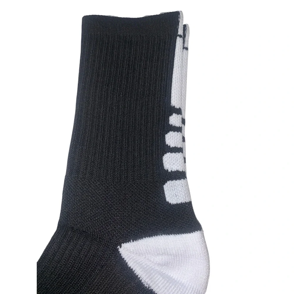 Sport Socks‎ Run For It Black White Athletic Crew Socks Cushioned Arch Support
